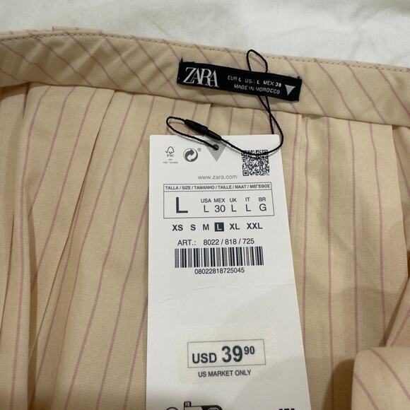 Zara‎ Sweetheart Pleated Sleeveless Babydoll Pinstripe Crop Top Size Large NWT - Picture 7 of 9